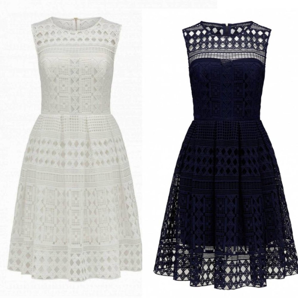 Ever New Adrianna Lace Crochet White Sleeveless Dress